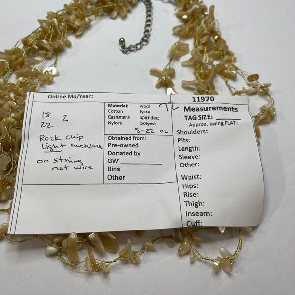 neutral natural beaded rock chip necklace taupe cream multi strand tribal boho - Picture 7 of 7